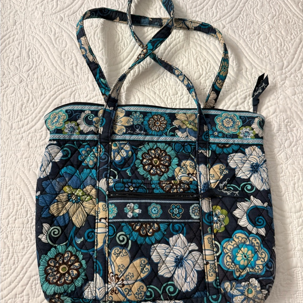 Vera Bradley Blue and Cream Floral Tote